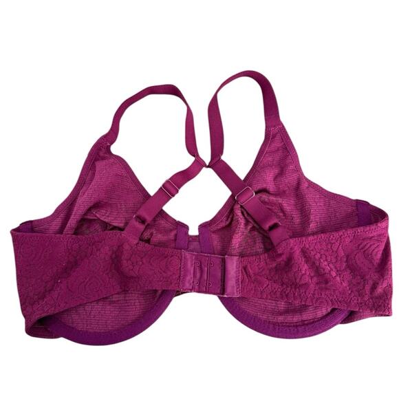 Wacoal 851205 Halo Lace Underwire Bra Burgundy Wine Adjustable Size 38D - Picture 3 of 6
